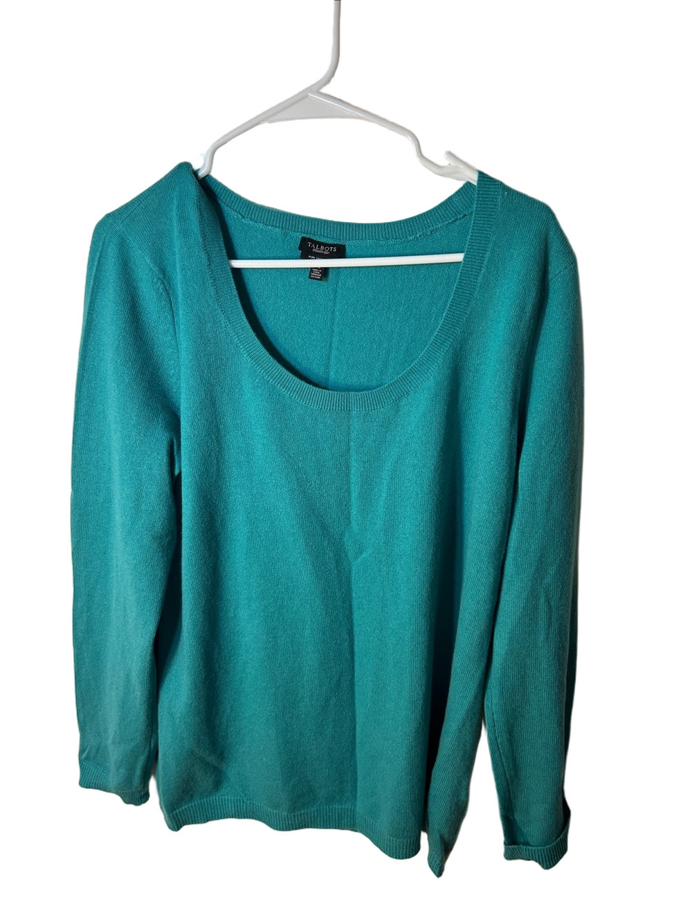 Talbots Pure Cashmere Teal Scoop Neck Sweater - Women's size XL